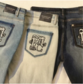The Sovereign Beige Crest Denim Jeans